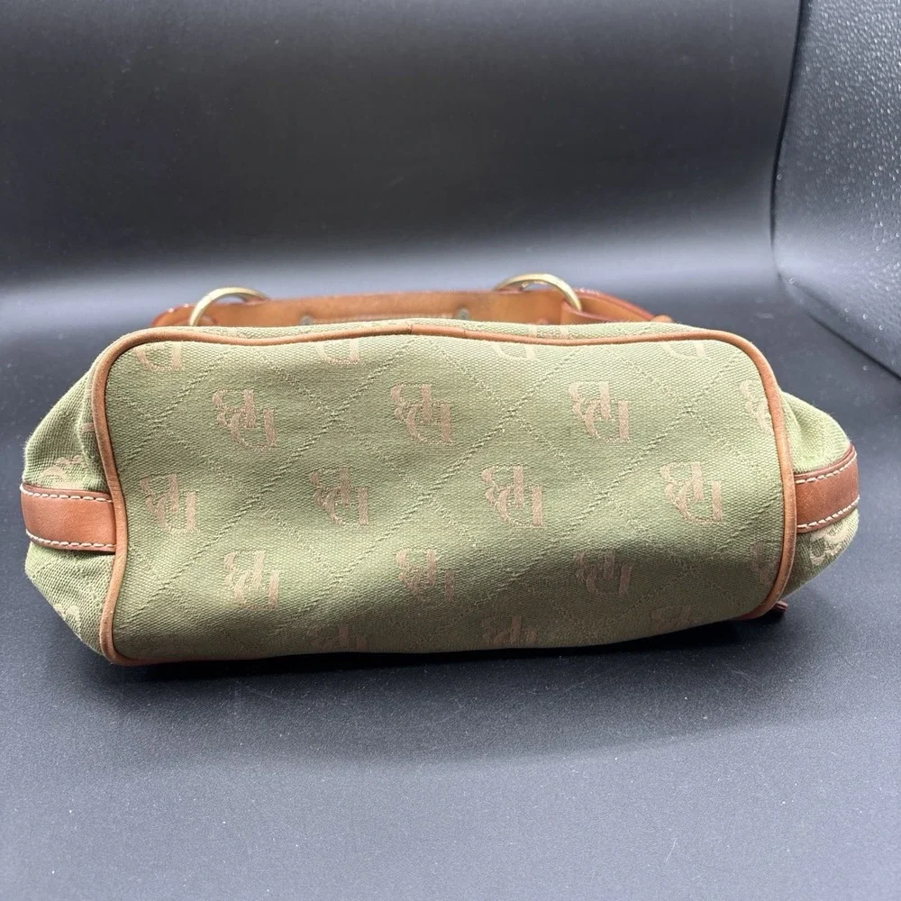 Dooney & Bourke Quilt DB Signature Y2K Hobo Shoulder Bag Small Green